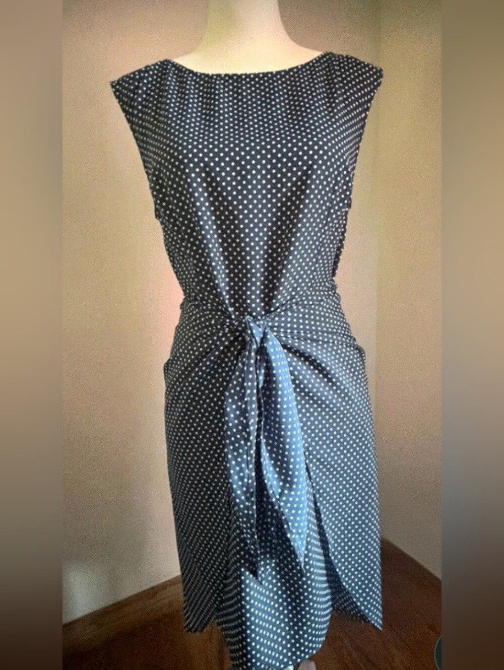 Michael Kors Polka Dot Navy Tie-Waist Women’s Dress